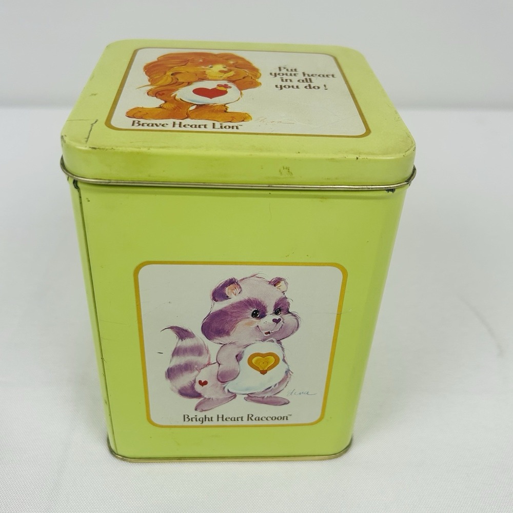 Care Bear Cousins Tin Container Green w/ Lid 1985 American Greetings